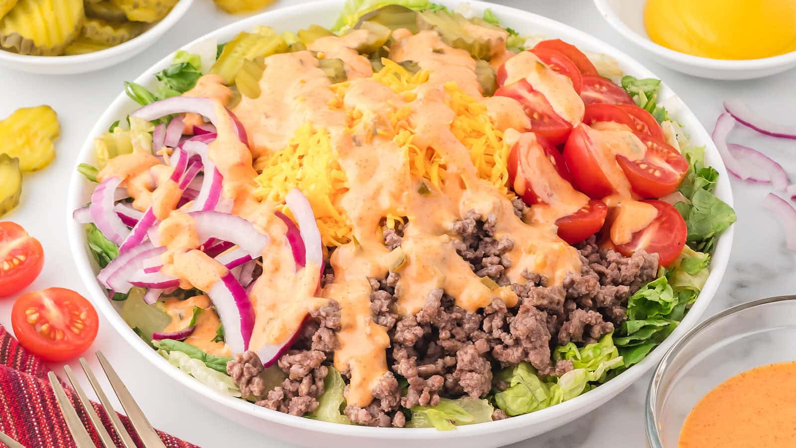 Big Mac Salad recipe by Cheerful Cook.
