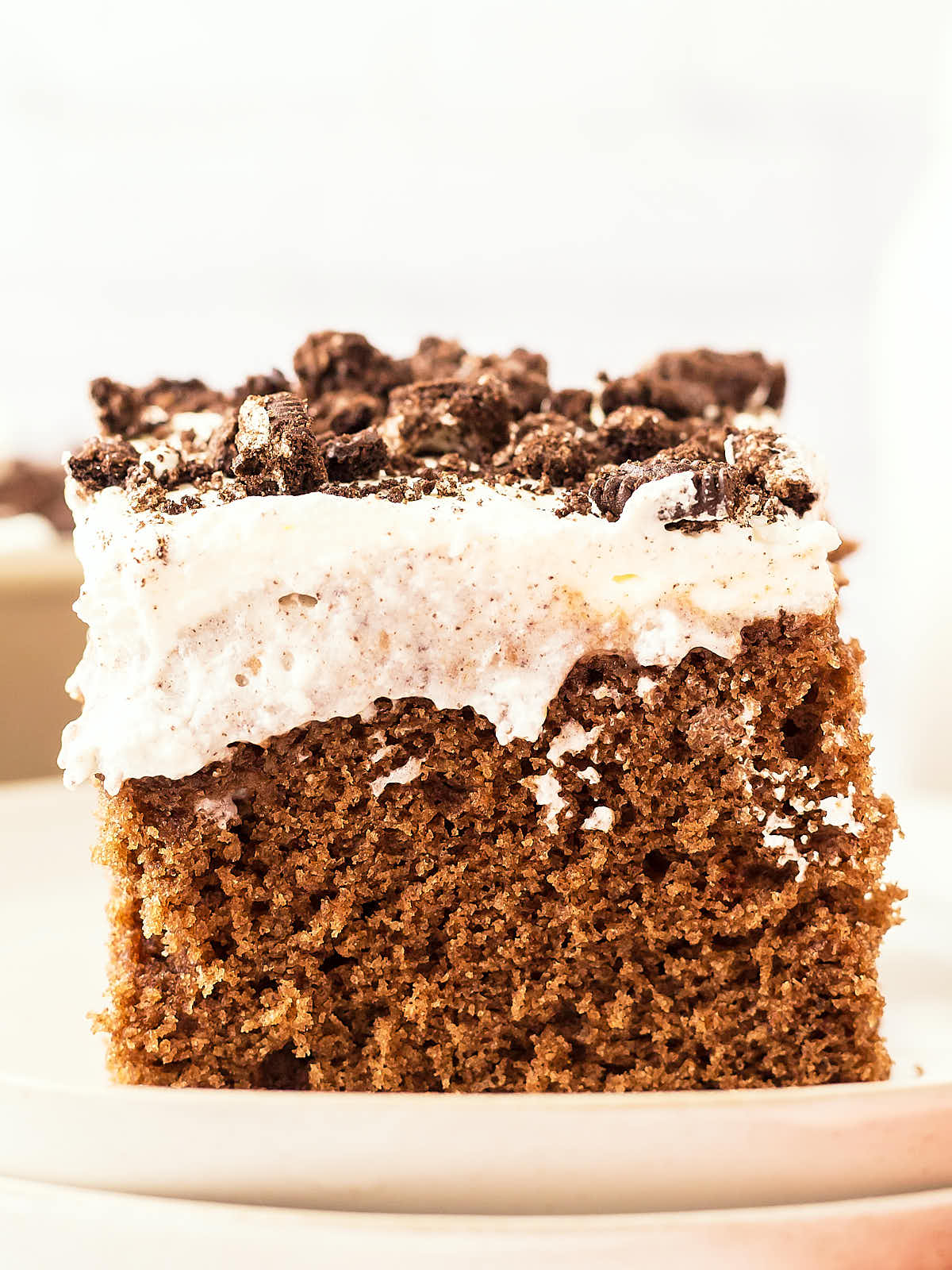 Closeup of an Oreo Sheet Cake.