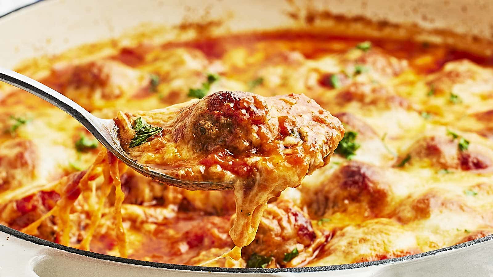 Cheesy Meatball Casserole recipe by Cheerful Cook.