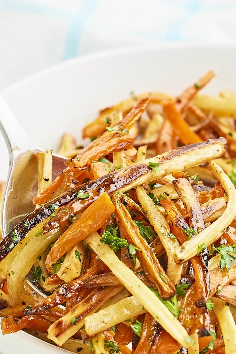 Bourbon & Brown Sugar Roasted Carrots and Parsnips Cheerful Cook