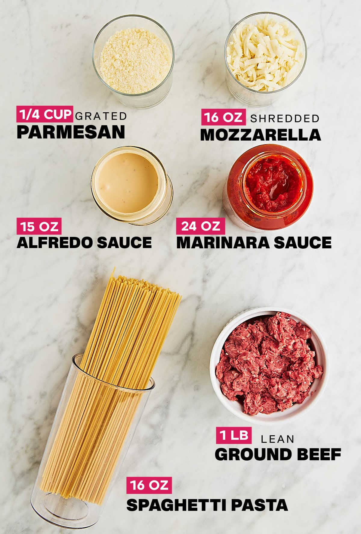 Ingredients needed to make TikTok Pasta.