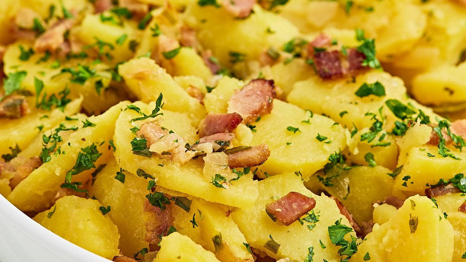 Warm German Potato Salad (Warmer Kartoffelsalat).