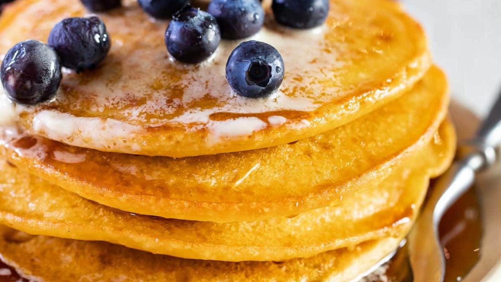 Corn Flour Pancakes recipe by A Virtual Vegan.