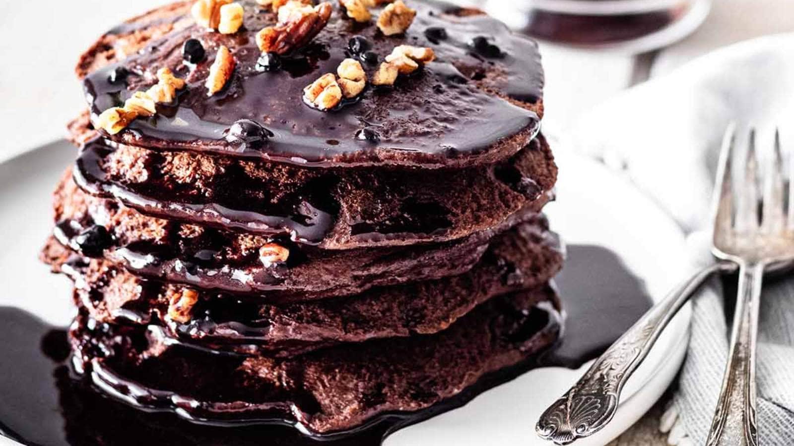 Chocolate Protein Pancake recipe by Heavenly Homecooking.