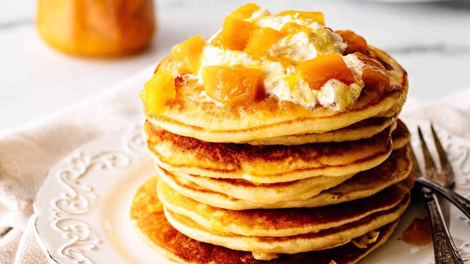 Mango Pancakes recipe by Heavenly Homecooking.