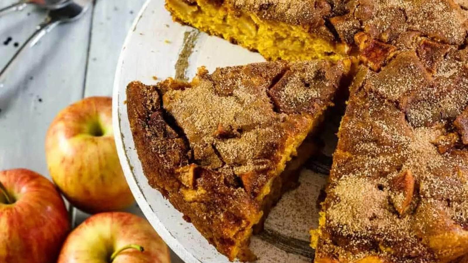 Cinnamon Apple Pumpkin Cake recipe by Marathons And Motivation.