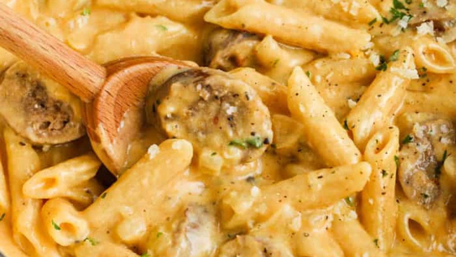 Cheesy Sausage Pasta recipe by Spend With Pennies.