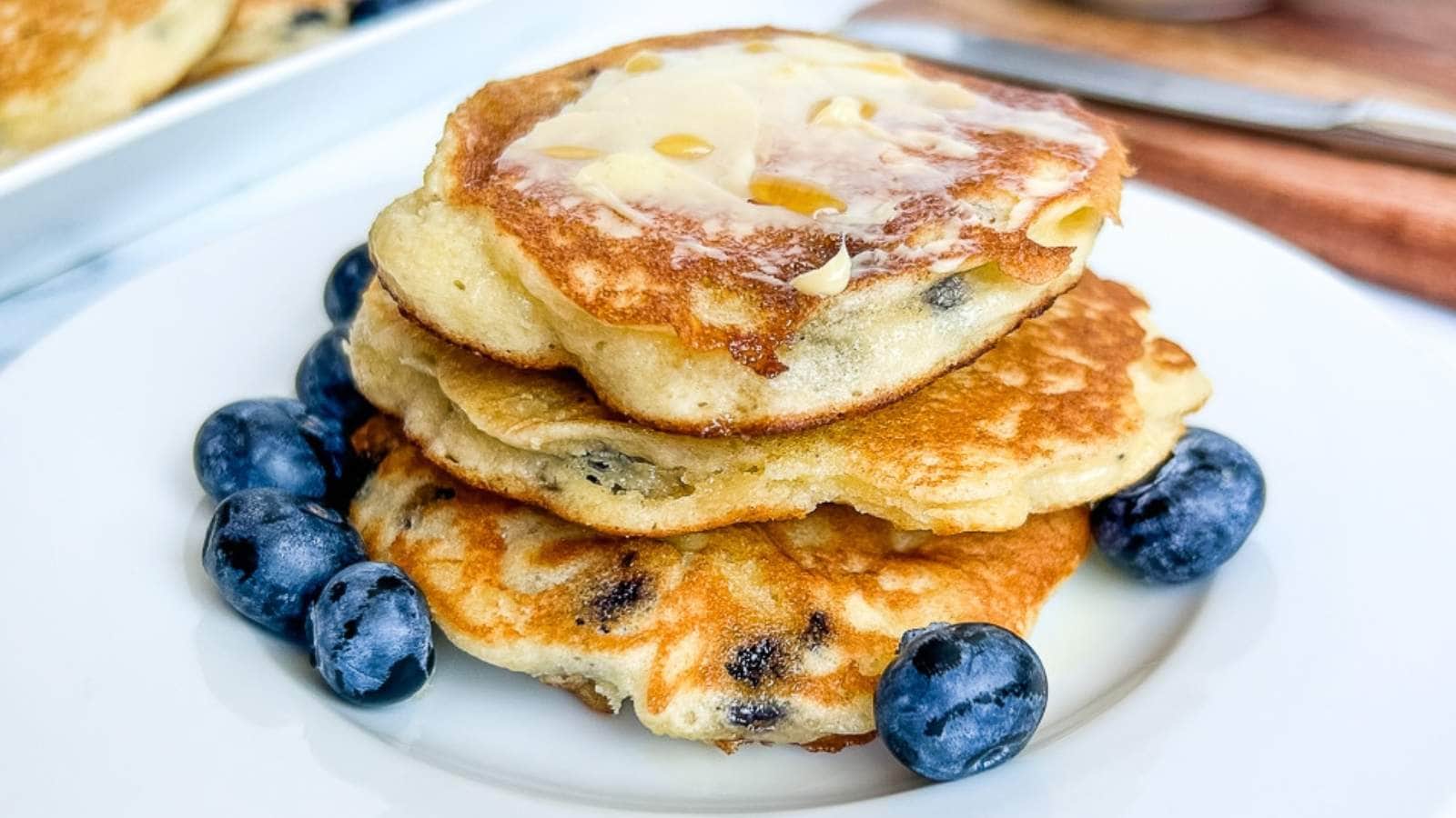 3 Ingredient Muffin Mix Pancakes recipe by The Feathered Nester.