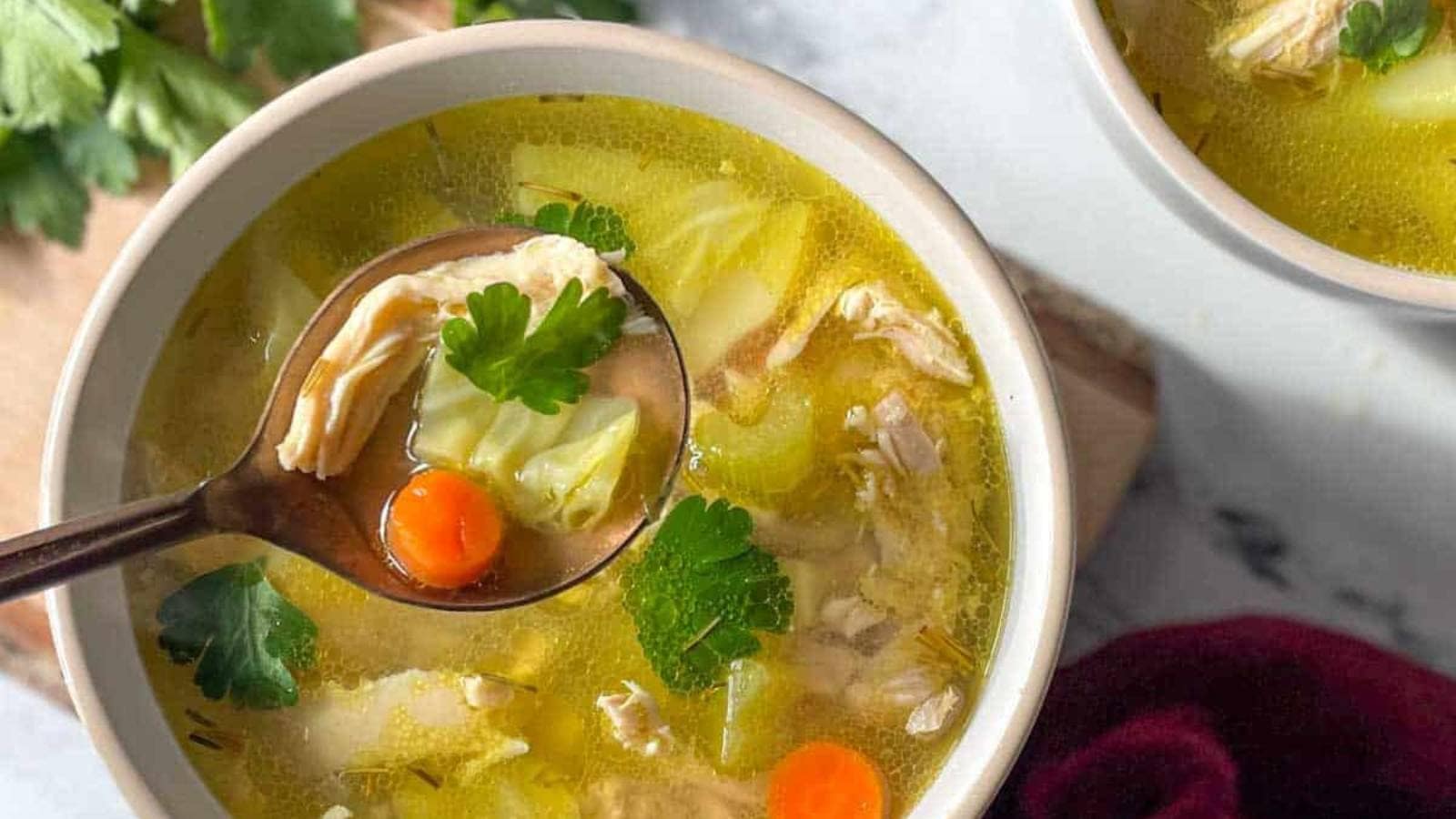 Chicken And Cabbage Soup With Ginger.