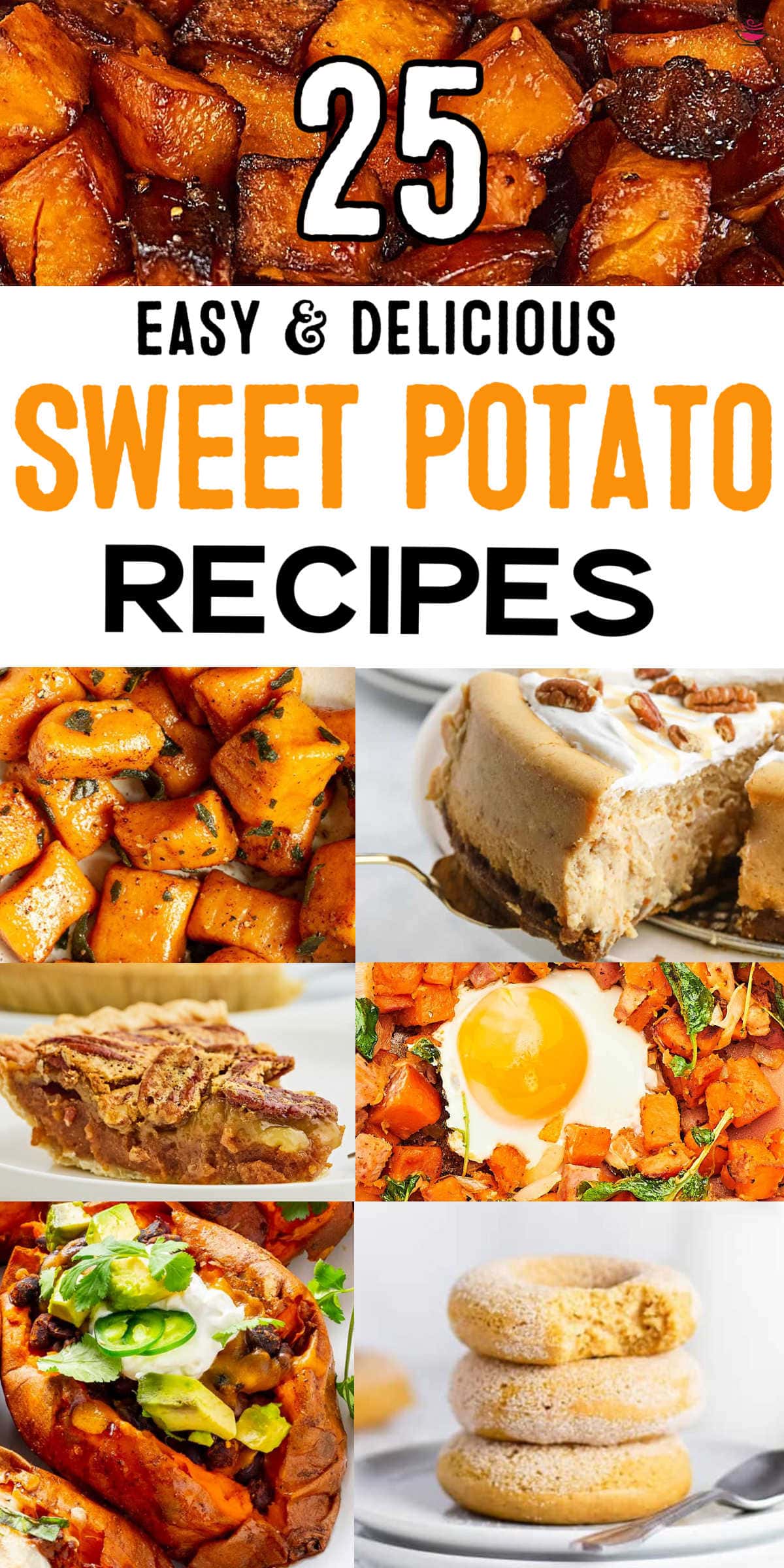 We have collected 25 unique sweet potato recipes perfect for fall! From comforting side dishes and hearty mains to mouth-watering desserts. There's something for everyone. Some recipe are perfect for Thanksgiving, other are great for busy weeknights all year long. #cheerfulcook #sweetpotatorecipes #fallrecipes #comfortfood #thanksgiving ♡ cheerfulcook.com via @cheerfulcook