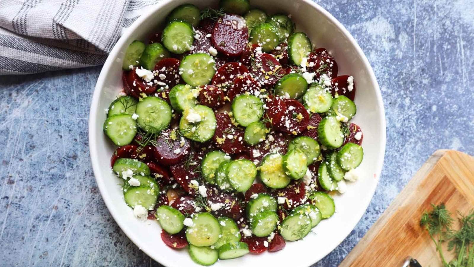 Beet And Cucumber Salad recipe by Bless This Meal.