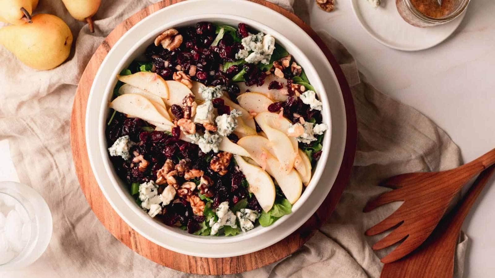 Pear Blue Cheese Salad recipe by Hey Snickerdoodle.