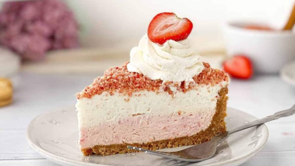 No-Bake Strawberry Crunch Cheesecake recipe by Live To Sweet.