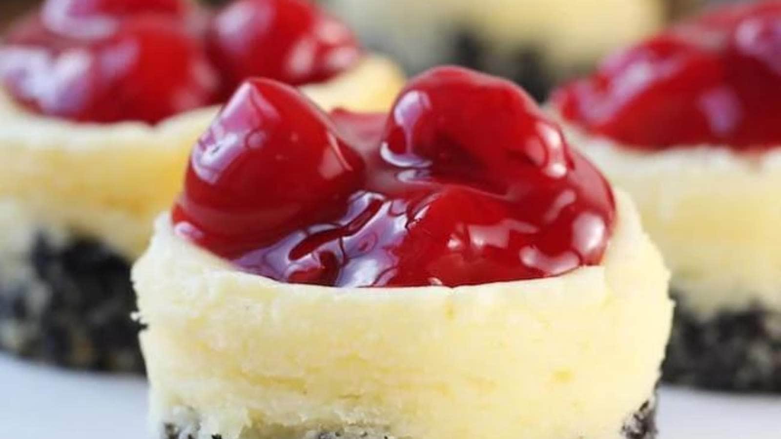 Cherry Cheesecakes recipe by Miss In The Kitchen.