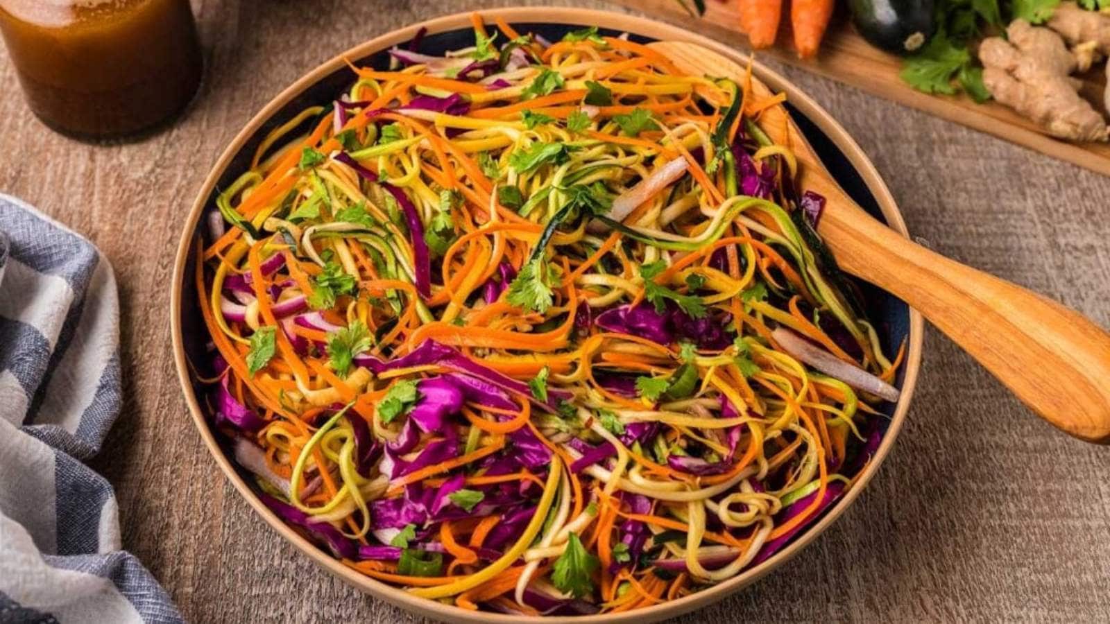 Asian Zoodle Salad recipe by Xoxo Bella.
