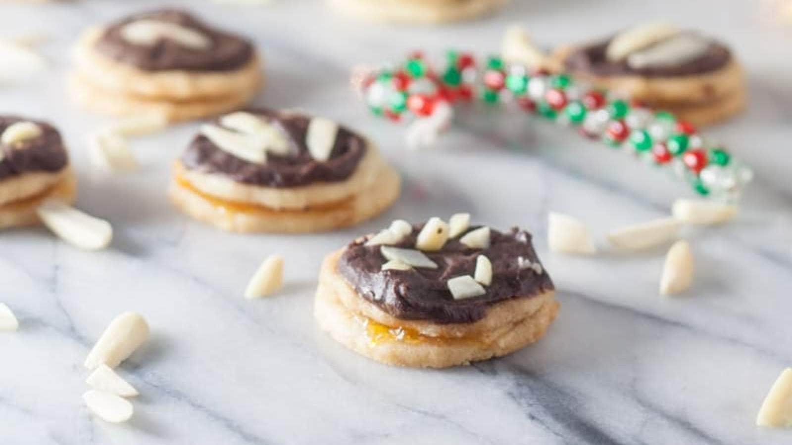 Ischler – Austrian Shortbread, Chocolate & Apricot recipe by Binkys Culinary Carnival.