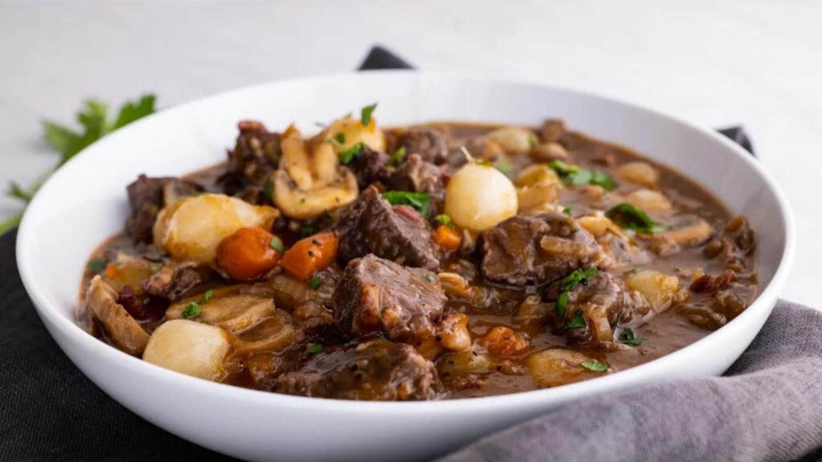 Boeuf Bourguignon (French Beef Stew) recipe by Chew Out Loud.
