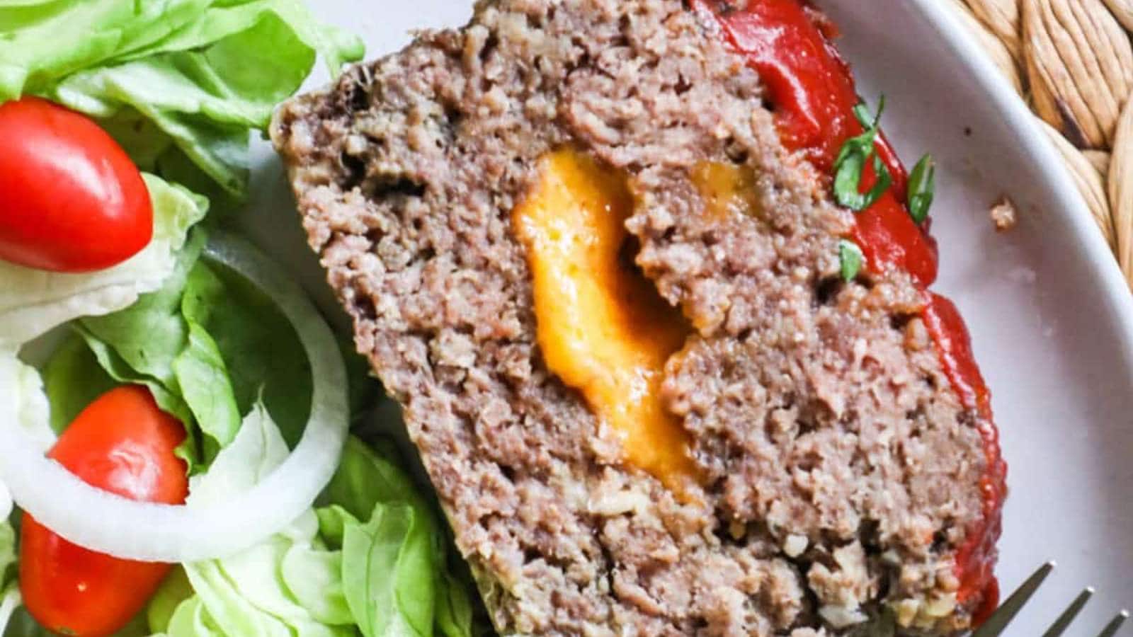 Cheeseburger Stuffed Meatloaf recipe by Easy Family Recipes.