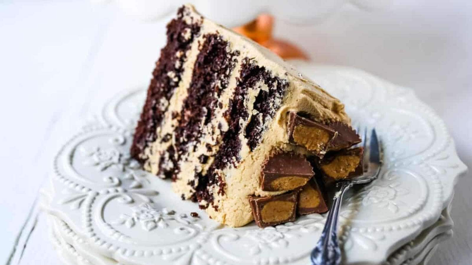 Peanut Butter Chocolate Layer Cake recipe by Modern Honey.