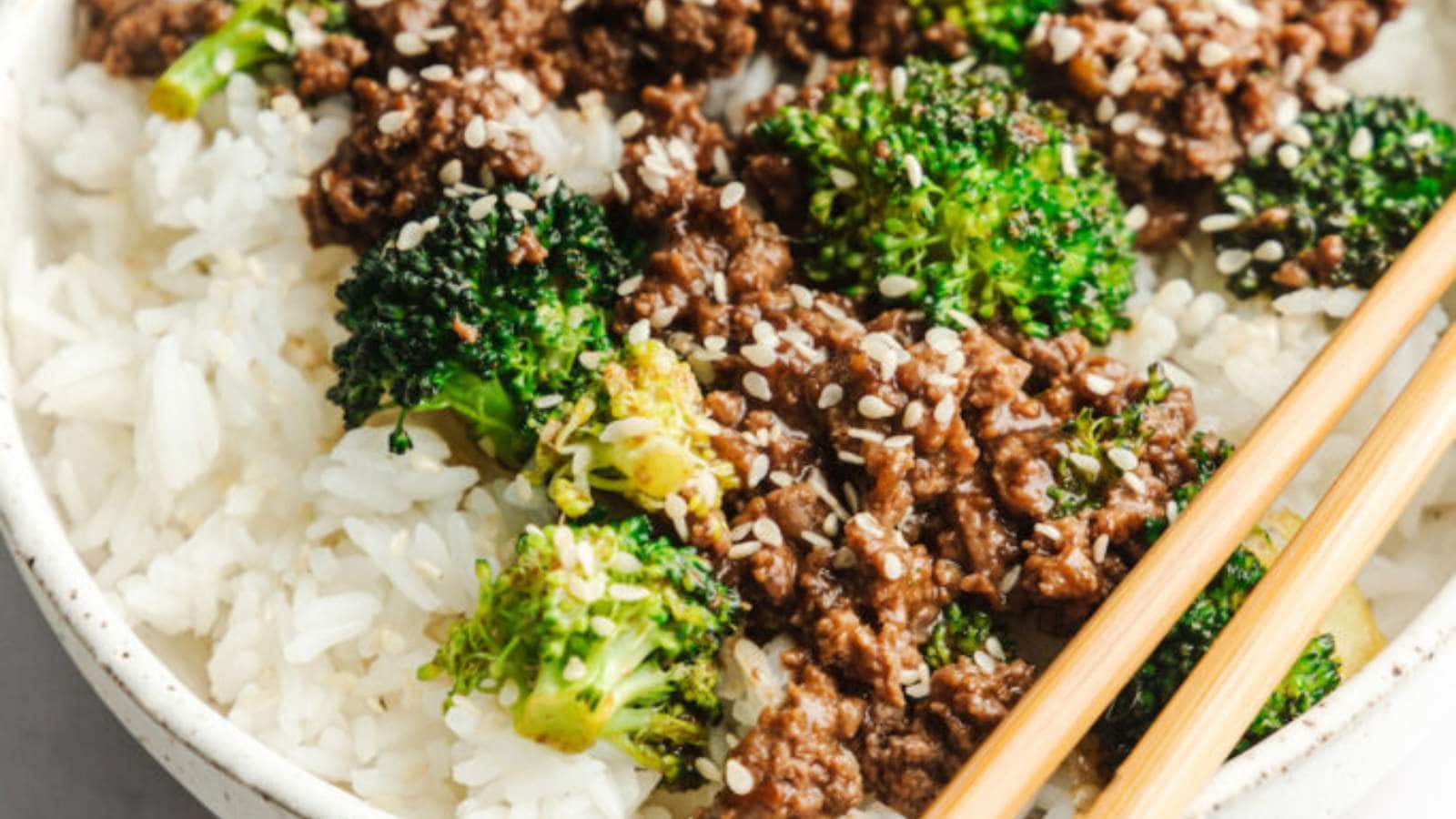 Ground Beef and Broccoli Rice Bowl Recipe recipe by My Every Day Table.
