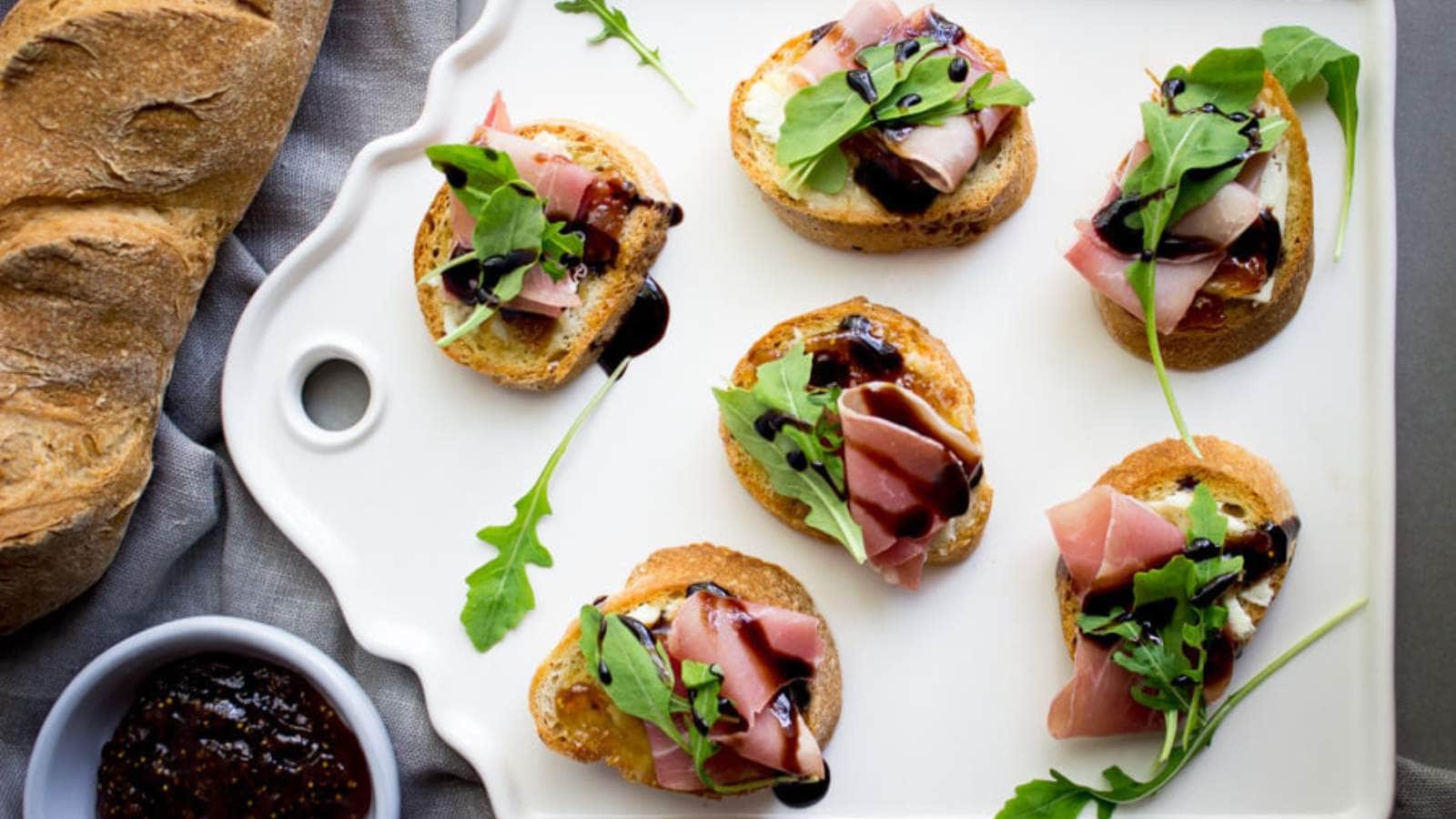 Crostini With Fig And Prosciutto recipe by Pass Me Some Tasty.