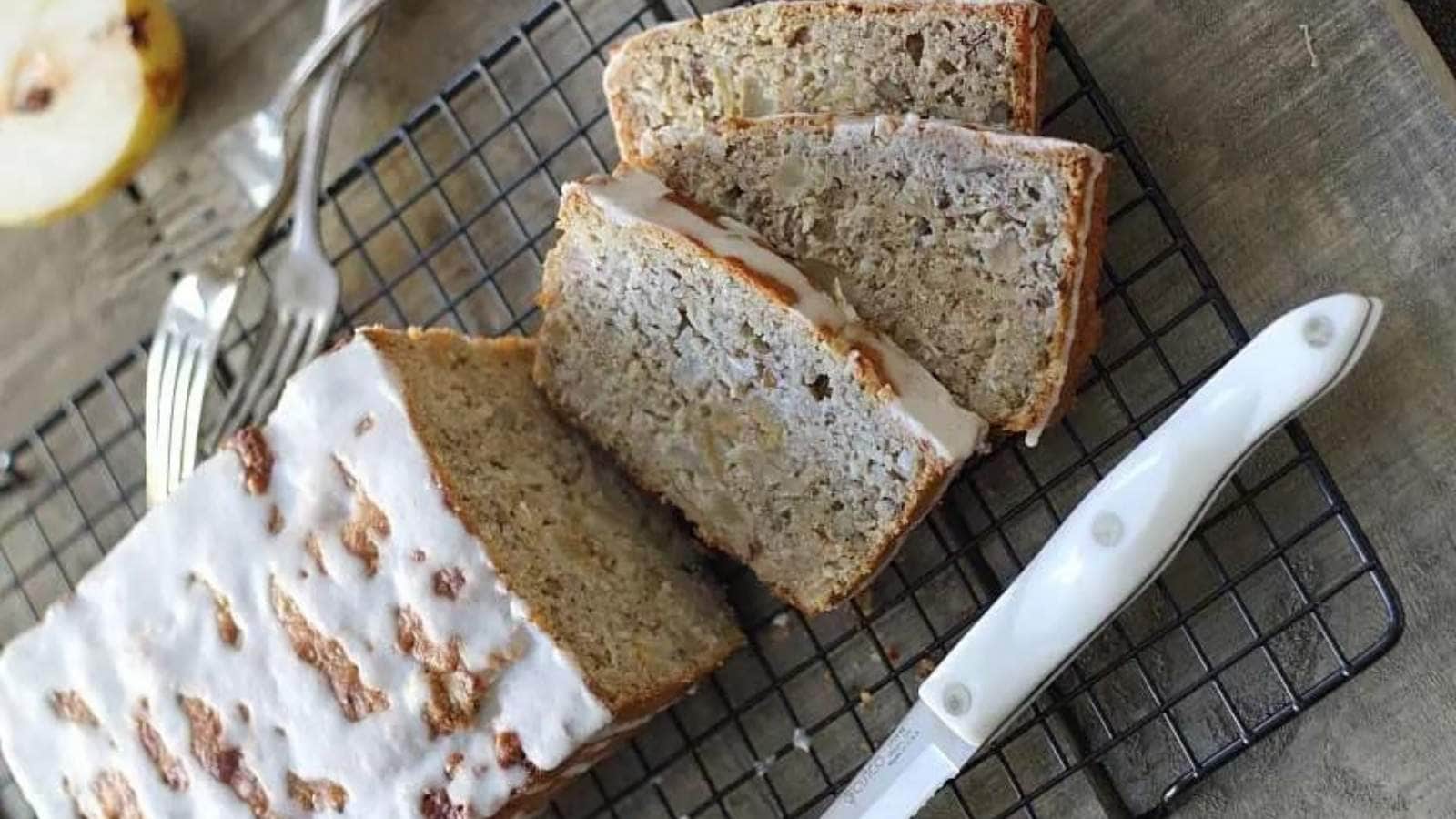 Granola Pear Bread recipe by Running To The Kitchen.
