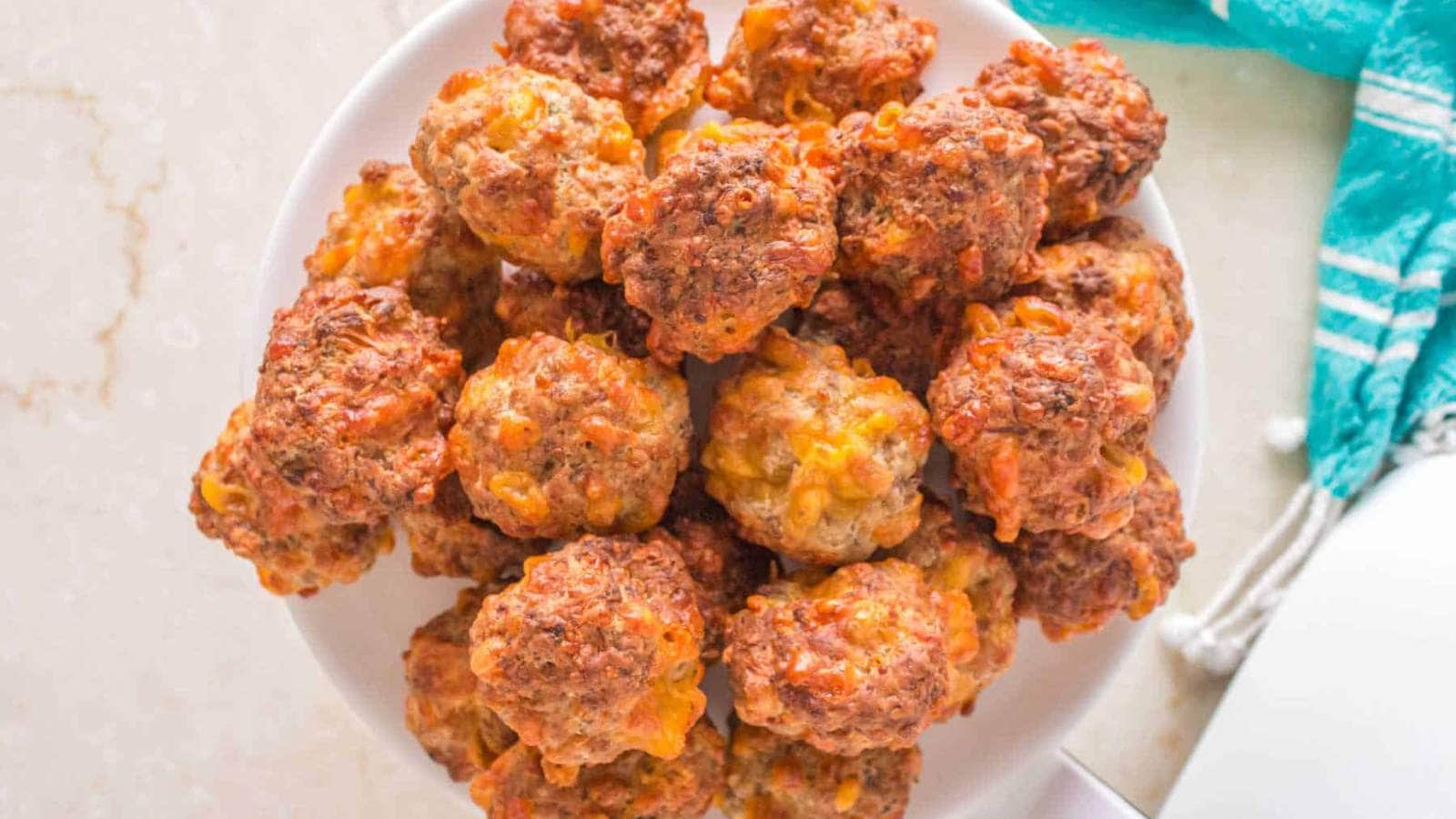 Air Fryer Bisquick Sausage Balls recipe by Simply Stacie.
