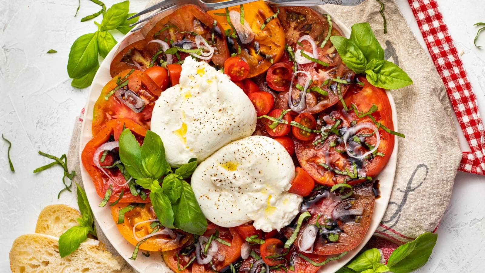 Burrata Caprese recipe by Sprinkled With Balance.
