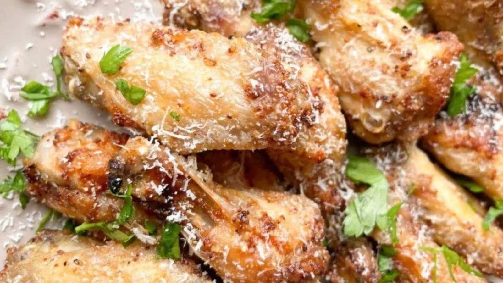 Garlic Parmesan Wings Air Fryer Recipe by The Bella Vita.