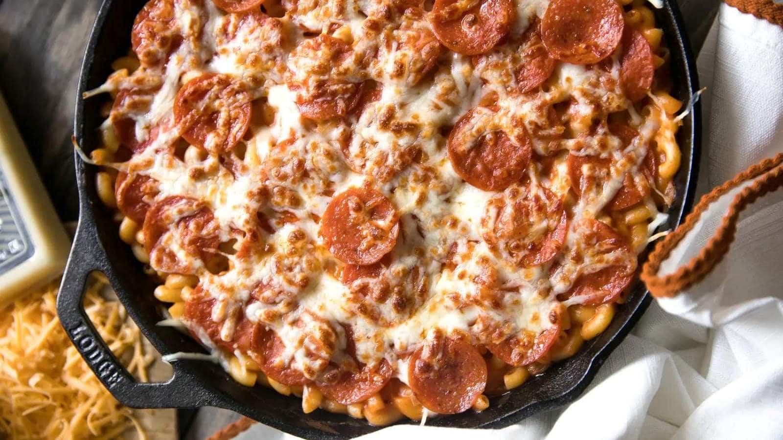 Pepperoni Mac and Cheese Skillet Recipe by The Forked Spoon.