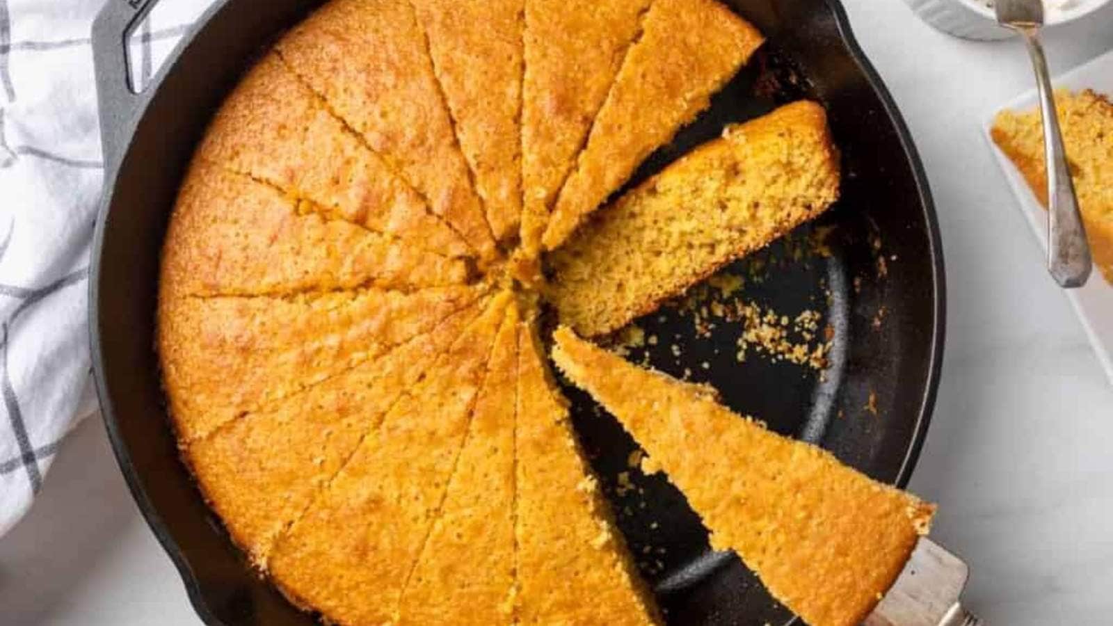 Sweet Skillet Cornbread with Honey Butter recipe by The Sage Apron.
