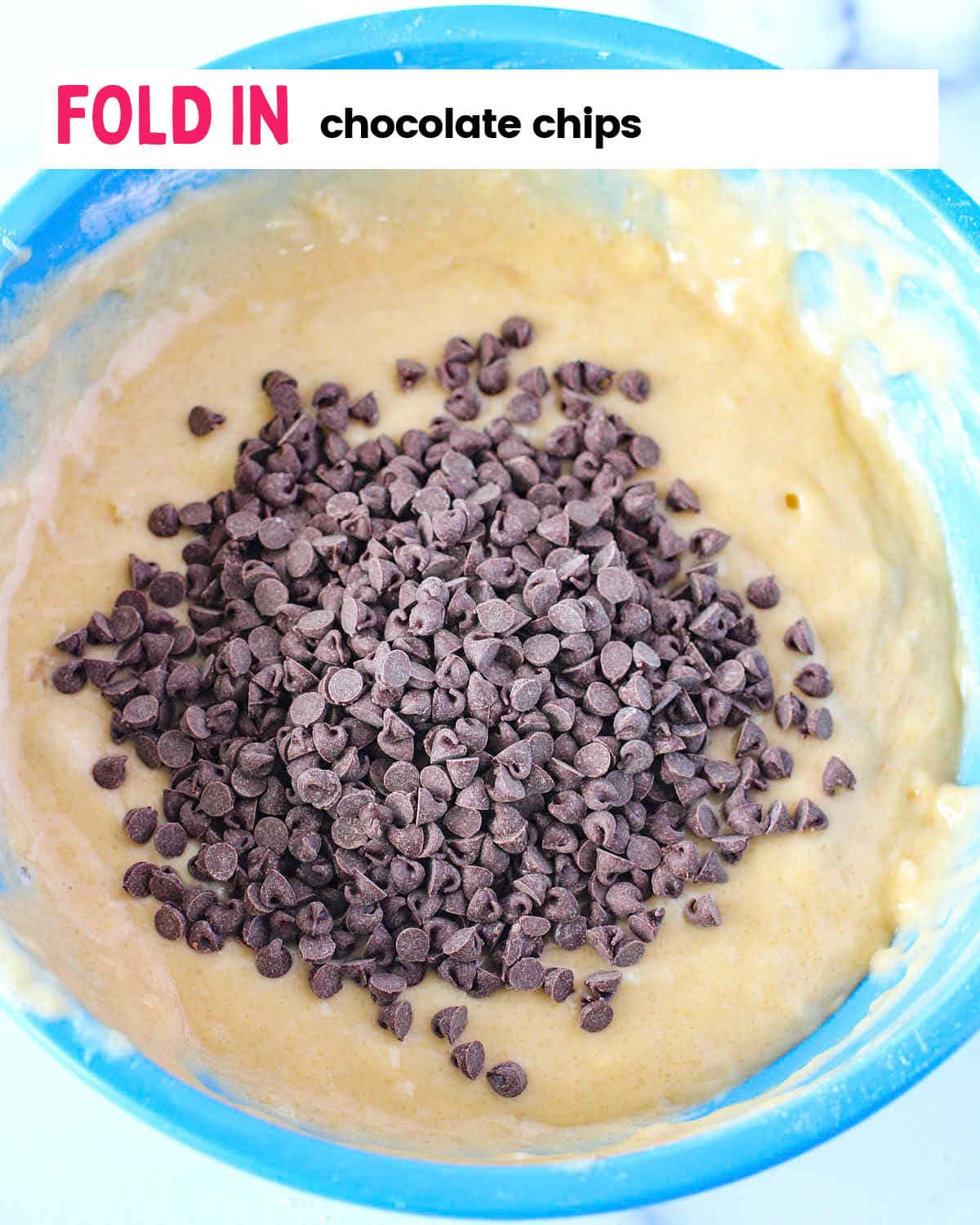 Process Step: Fold in mini chocolate chips.