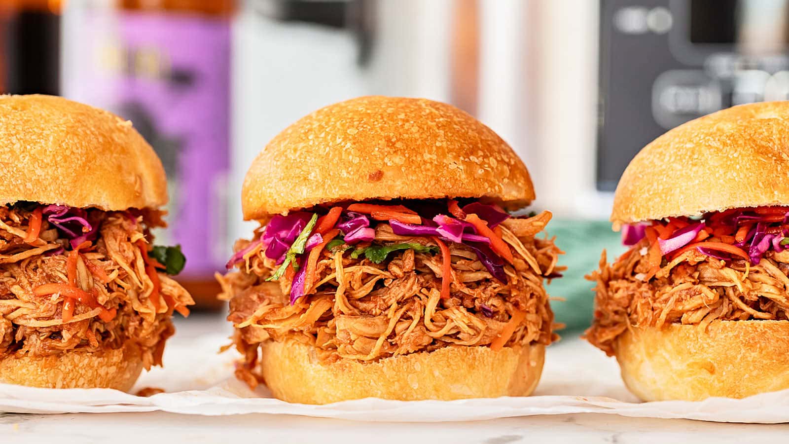 Slow Cooker Pulled Chicken recipe by Cheerful Cook.