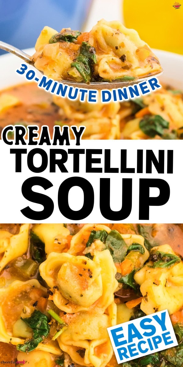 Easy One-Pot Tortellini Soup Recipe by Cheerful Cook.