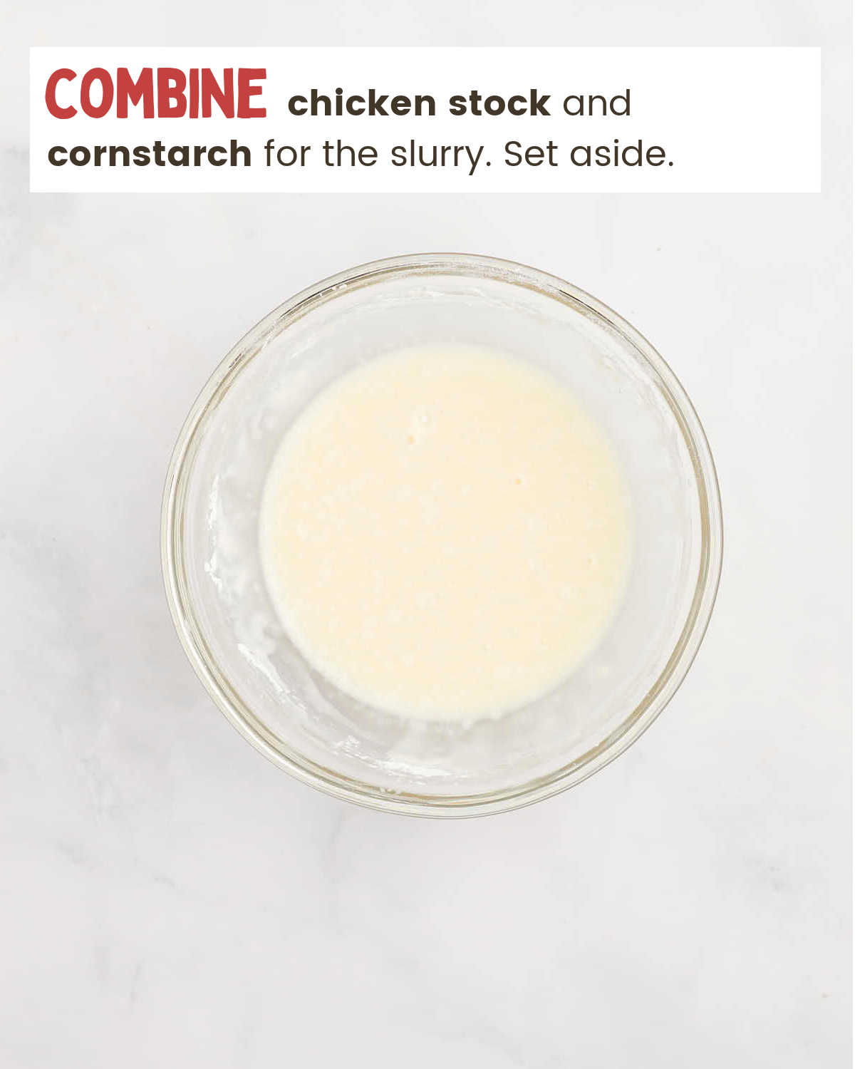 Cornstarch slurry to thicken Honey Garlic Chicken sauce