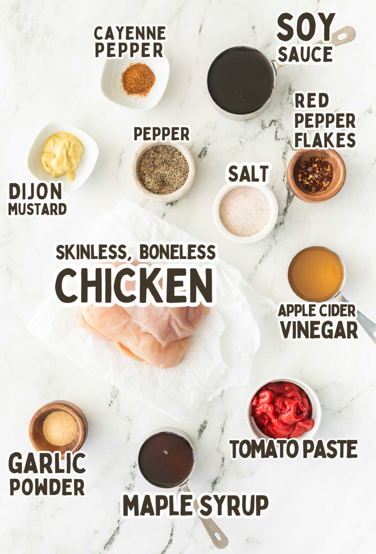 Ingredients needed to make Slow Cooker Pulled Chicken Sliders.