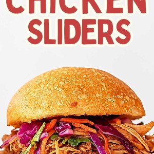 Slow cooker pulled chicken sliders.