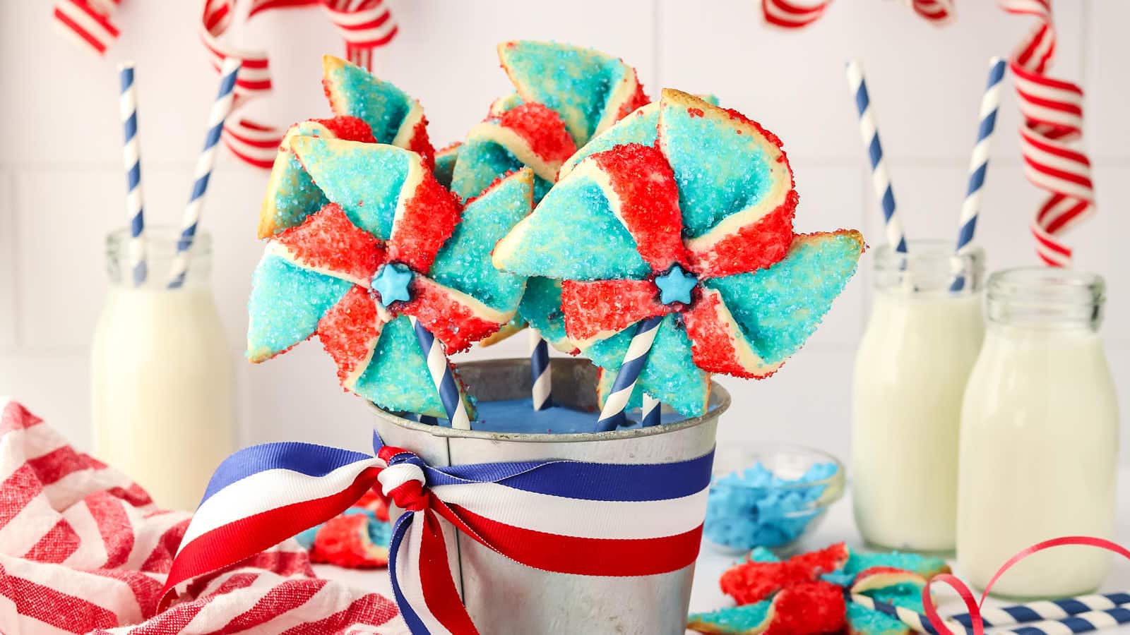 4th of July Pinwheel Cookies recipe by Cheerful Cook.