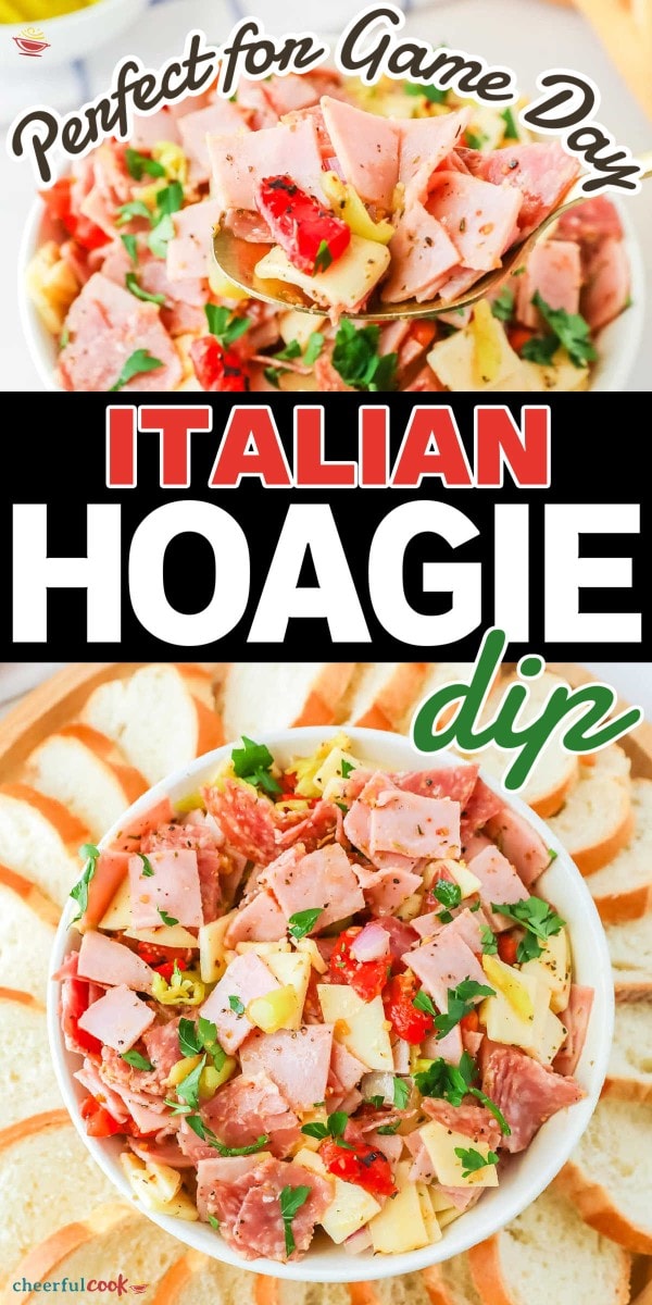 A mouthwatering collage of Italian Hoagie Dip.