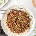 Korean Beef Bowl served in a while bowl.