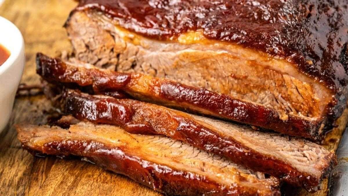 A close up of meat.