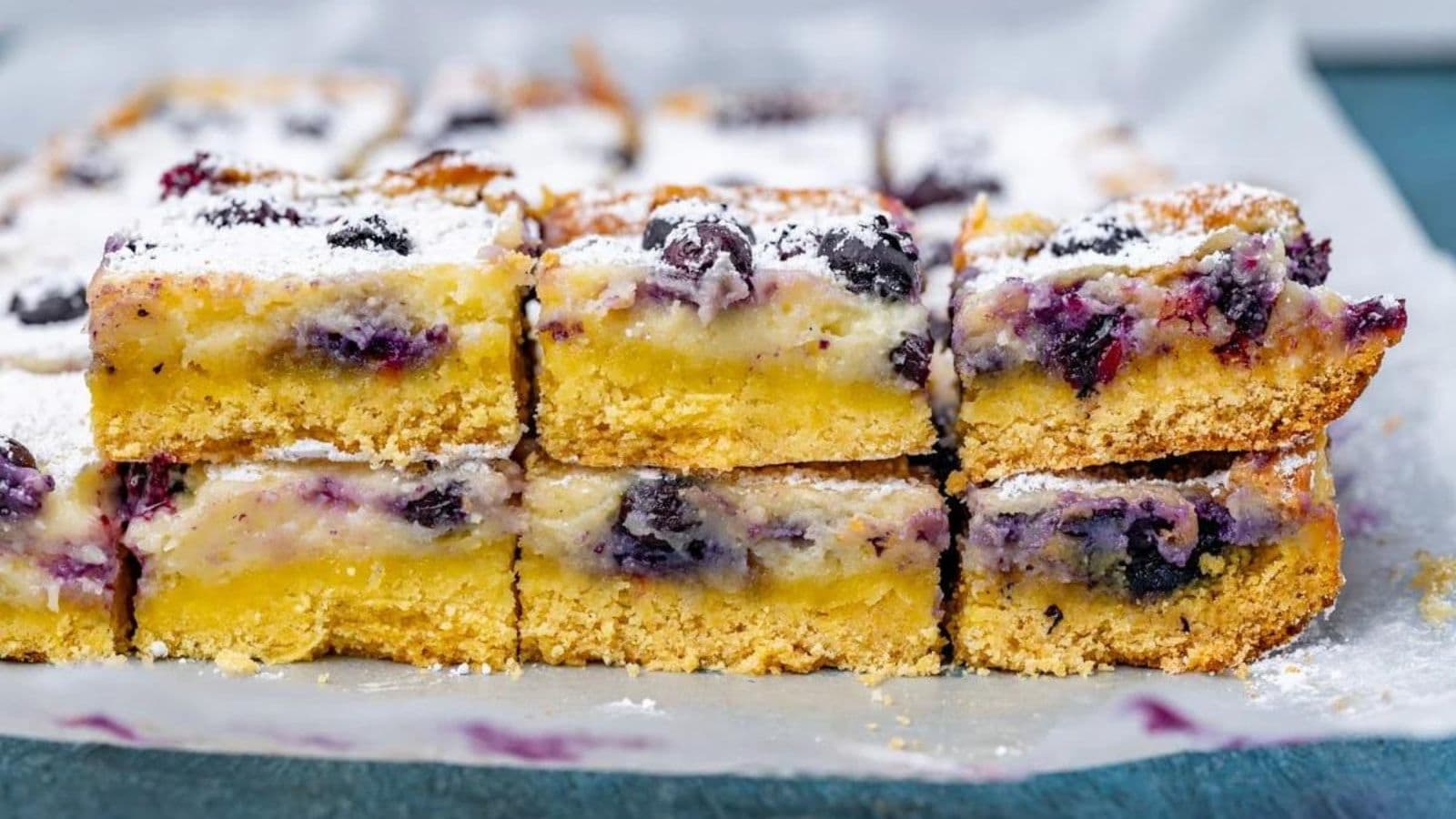 Blueberry Lemon Gooey Butter Cake recipe by Tastes of Lizzy T.
