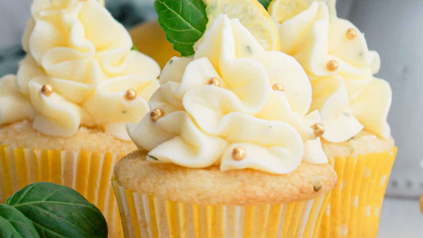 Lemon Basil Cupcakes recipes by Welcome to Yum in the Kitchen.