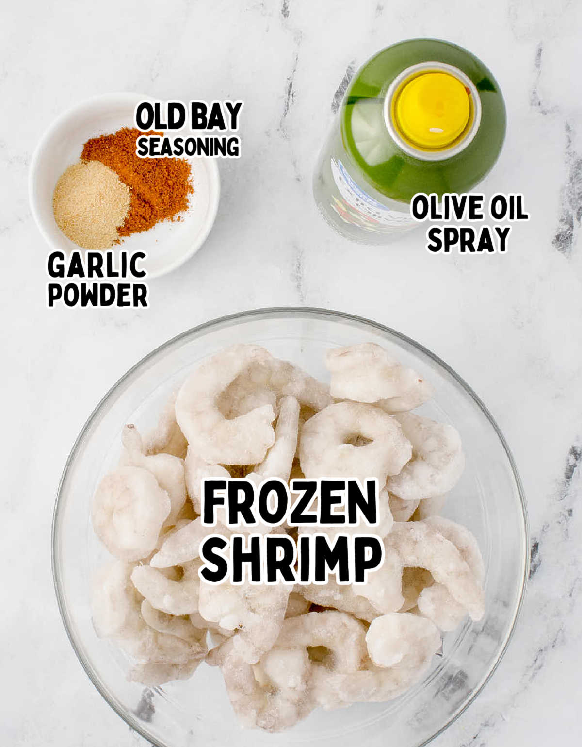 Ingredients for Air Fryer Frozen Shrimp.