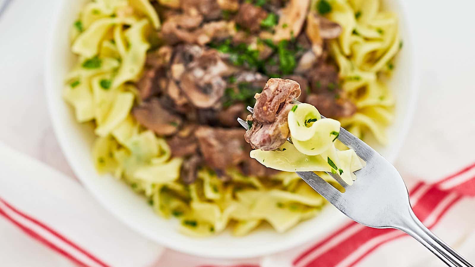 Beef Stroganoff recipe by Cheerful Cook.