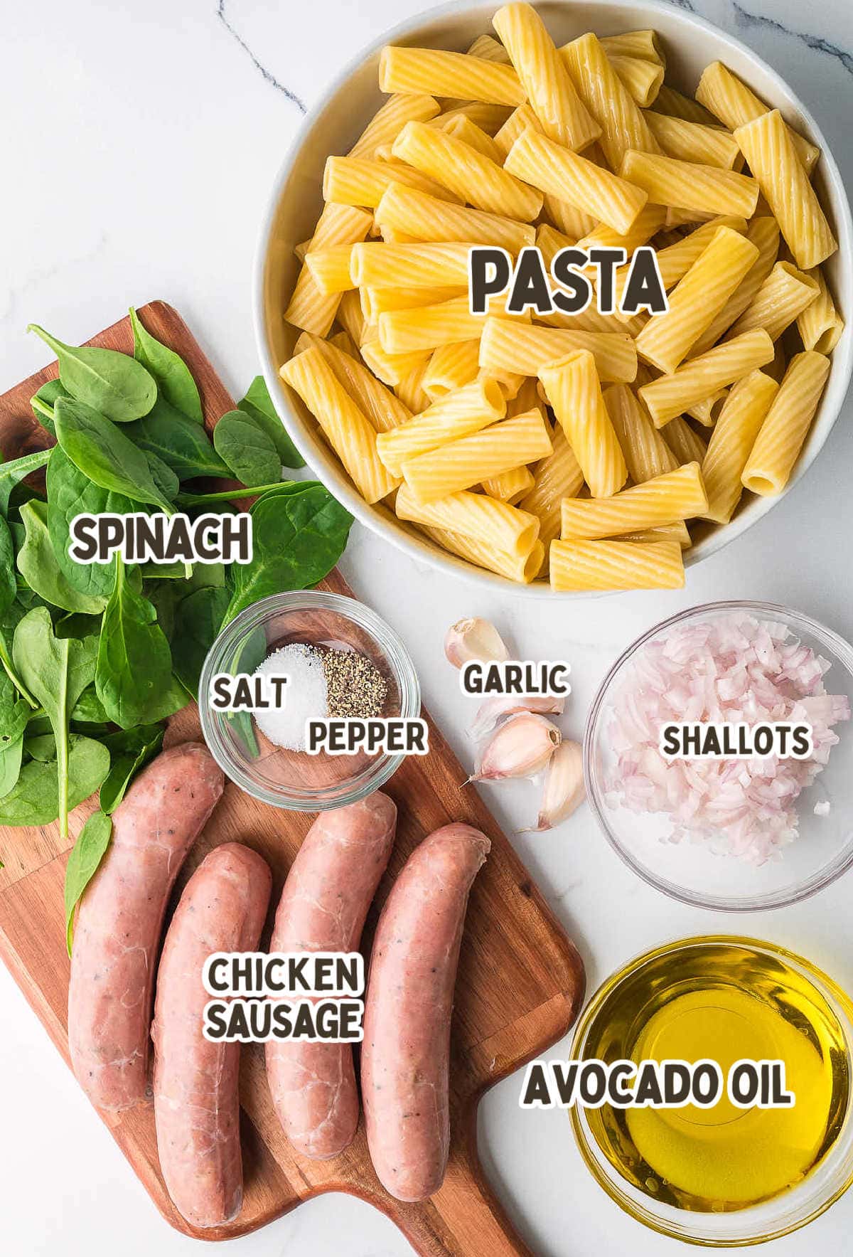 Ingredients for Chicken Sausage Pasta