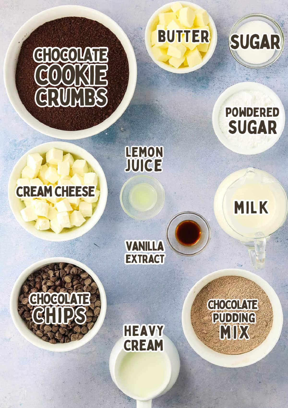 The ingredients for Chocolate Lasagna perfect for making a decadent chocolate dessert.