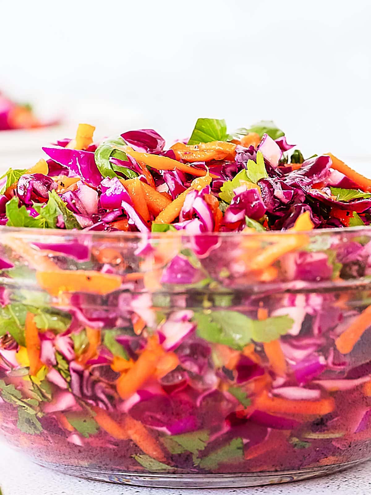 Cilantro Lime Slaw in a glass bowl.