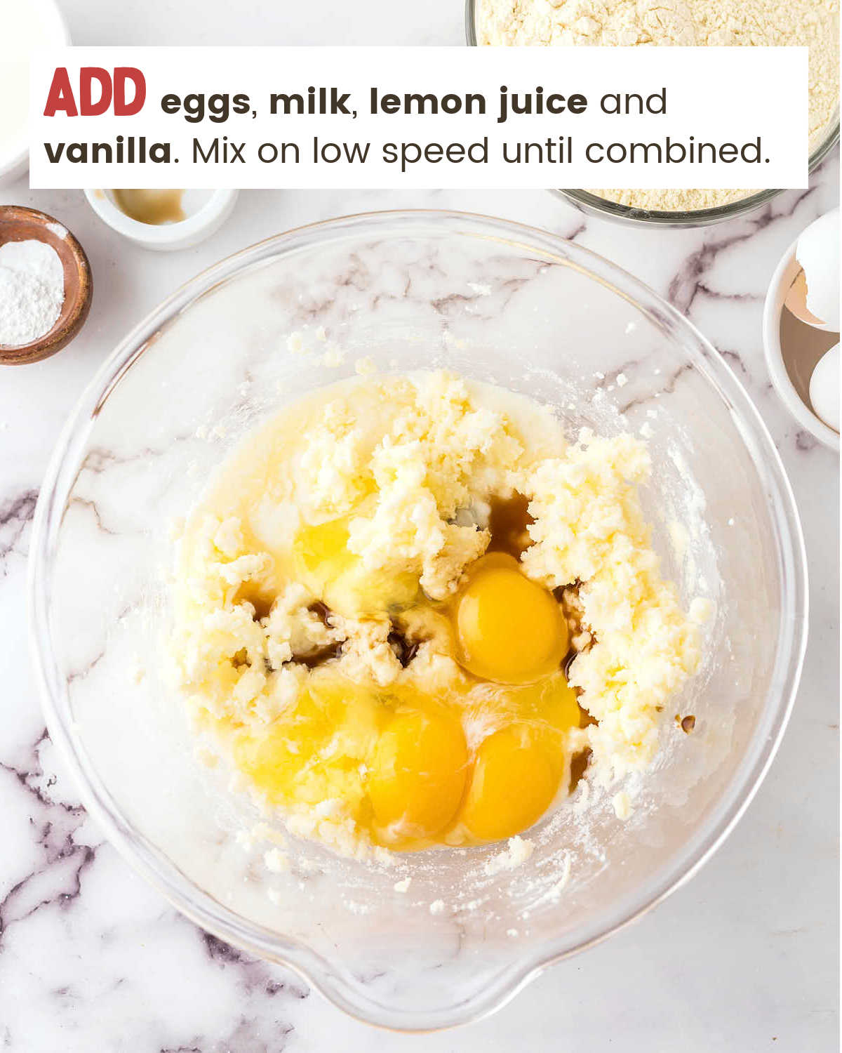 Mixing ingredients for Lemon Poke Cake