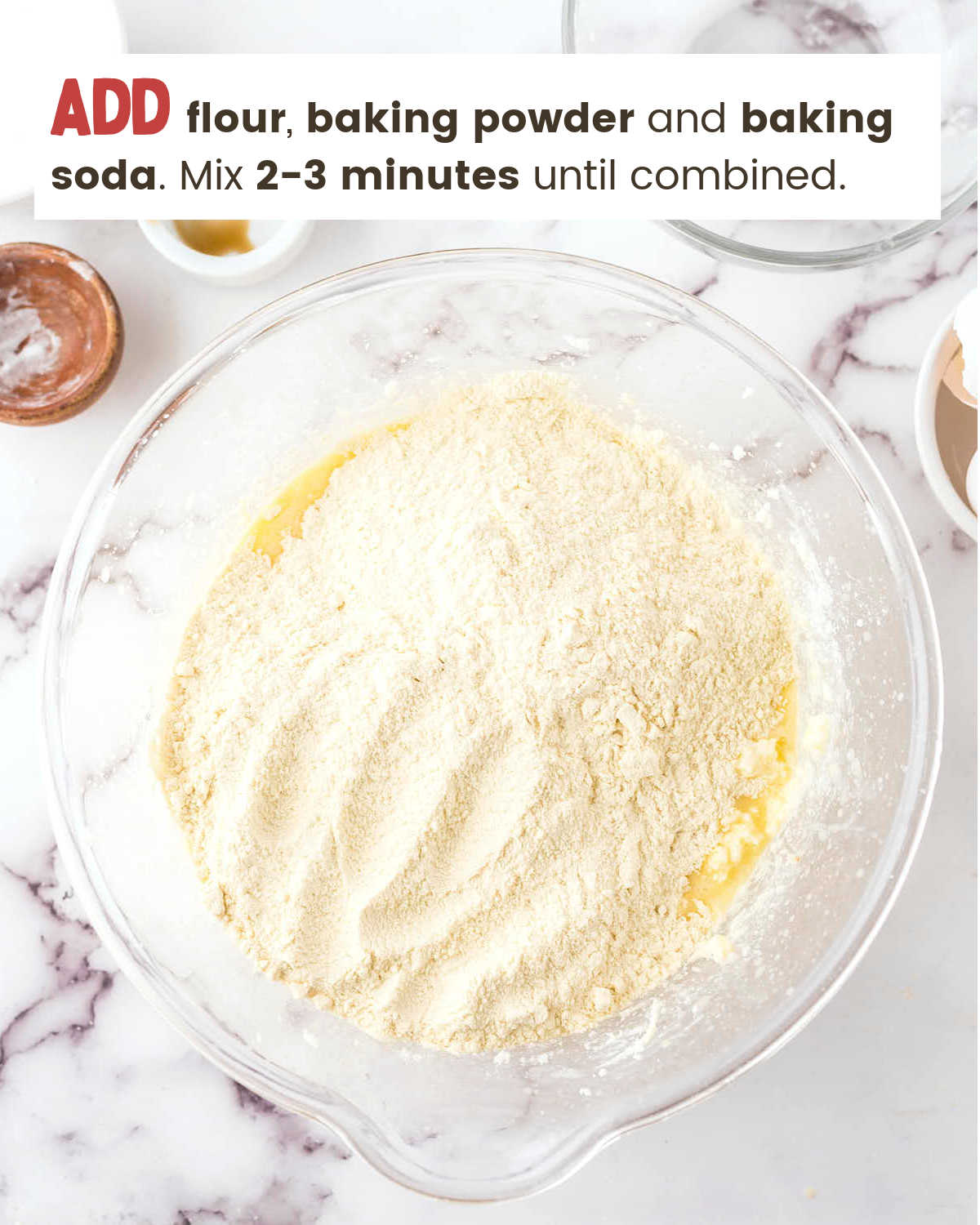 Adding in dry ingredients for Lemon Poke Cake